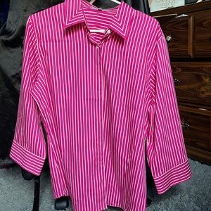Pink and white stripped Foxcroft button up